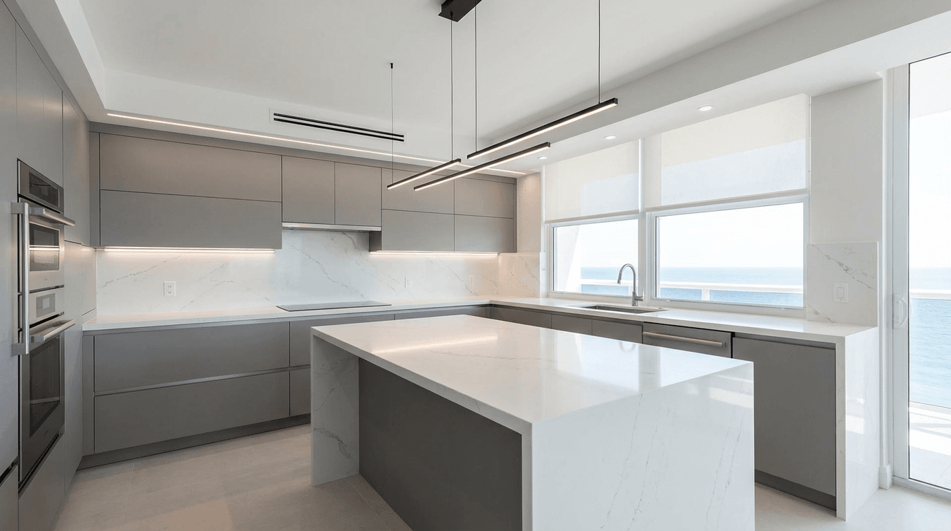 Silestone Modern Kitchen — Quartz Kitchen in Mizner Park, Boca Raton by Boca Marble
